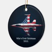 Boy First Christmas Jet Fighter US Airplane Custom Keramisch Ornament (Links)