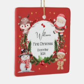 Boy First Christmas Reindeer Santa Tree Ornament (Rechts)