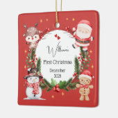 Boy First Christmas Reindeer Santa Tree Ornament (Links)