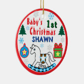 Boy First Christmas White Horse Peace Keramisch Ornament (Rechts)