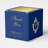 Boy First Communion Blue Faux Gold Crest Thank You Bedankdoosjes (Voorkant Zijde)