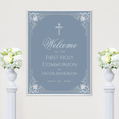 Boy First Communion Dusty Blue Welkom Poster