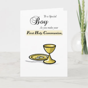 Boy First Communion Gold Chalice, Paten Kaart