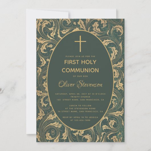 Boy First Communion Gold Cross  Thistle Kaart (Voorkant)