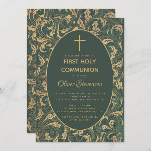 Boy First Communion Gold Cross Thistle Kaart