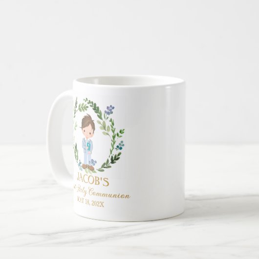 Boy First Communion Mug Religious Favors Koffiemok (Voorkant links)