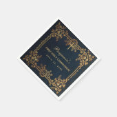 Boy First Communion Navy Blauwe  Gouden Wijnstokke Servet (Hoek)