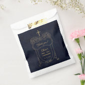 Boy First Communion Navy Blue Cross Script  Bedankzakje (Gezegeld)