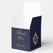 Boy First Communion Navy Blue Gold Crest Thank You Bedankdoosjes (Geopend)