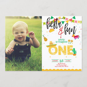 Boy First Fiesta Birthday Photo Afbeelding Kaart