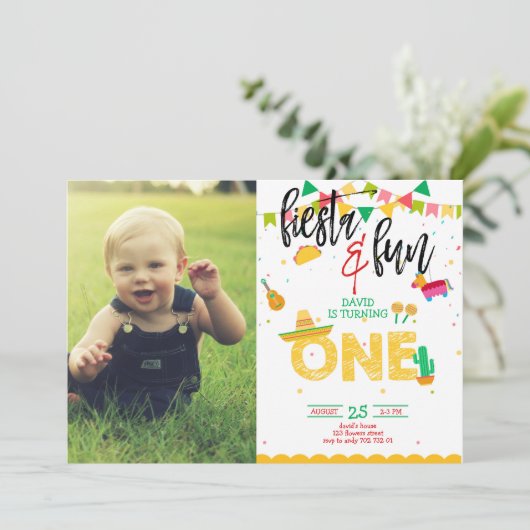 Boy First Fiesta verjaardagsfoto Afbeelding Kaart (Staand voorkant)