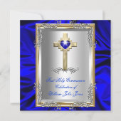 Boy First Heilige Commune Silver Gold Royal Blue Kaart (Voorkant)
