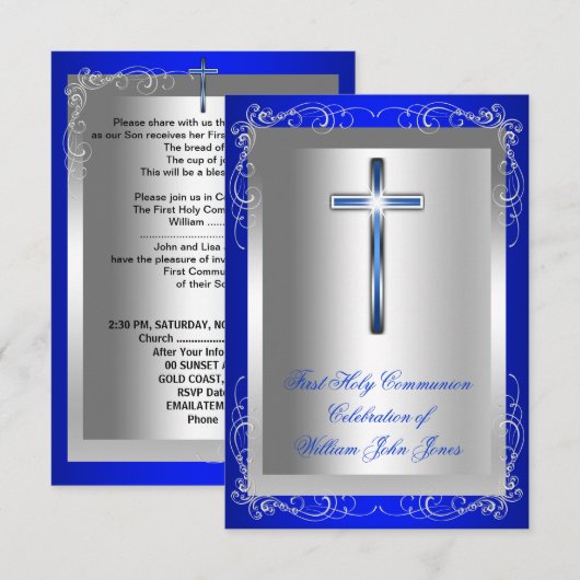 Boy First Heilige Commune Silver Royal Blue Kaart (Voorkant / Achterkant)