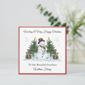 Boy First Second Third Christmas Snowman Card Feestdagenkaart (Staand voorkant)