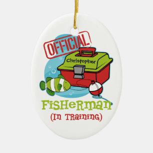 Boy Fisherman in opleiding Keramisch Ornament