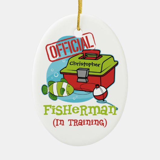 Boy Fisherman in opleiding Keramisch Ornament (Voorkant)