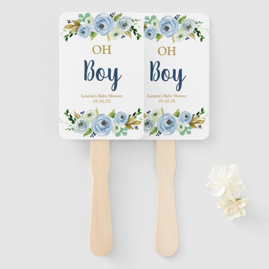 Boy Floral baby shower Handwaaier (Voorkant en achterkant)