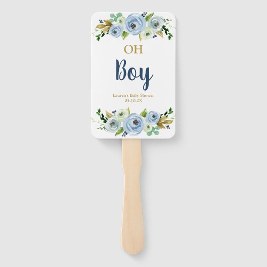 Boy Floral baby shower Handwaaier (Achterkant)
