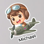  Boy Flying Airplane Clouds Fun Kids Personalized Sticker