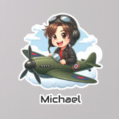  Boy Flying Airplane Clouds Fun Kids Personalized Sticker