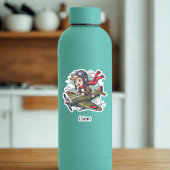 Boy Flying Airplane Clouds Fun Kids Personalized Sticker