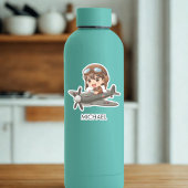 Boy Flying Airplane Cute Kids Personalized Sticker