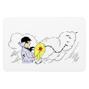 Boy Flying Kite Premium Flexi Magnet Magneet