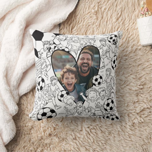 Boy Football kleur in fotokussen Kussen (Deken)