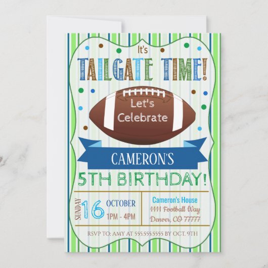 Boy Football Tailgate Birthday Uitnodiging (Voorkant)