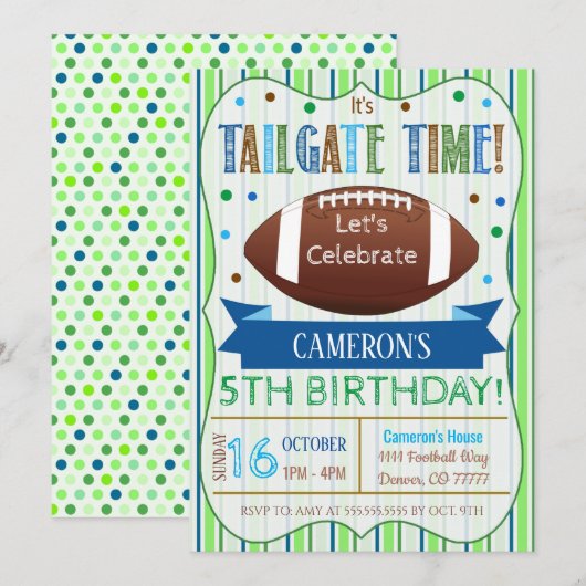 Boy Football Tailgate Birthday Uitnodiging (Voorkant / Achterkant)