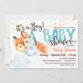 Boy Fox Baby shower Uitnodiging (Voorkant)