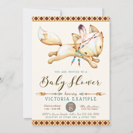 Boy Fox Baby Shower Uitnodigingen (Voorkant)