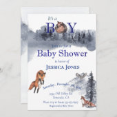 Boy Fox Baby shower Winter Woodland Kaart (Voorkant / Achterkant)