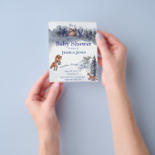 Boy Fox Baby shower Winter Woodland Uitnodiging Flyer (Hand)