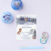 Boy Fox Baby shower Winter Woodland Uitnodiging Flyer (Enkel)
