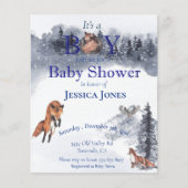 Boy Fox Baby shower Winter Woodland Uitnodiging Flyer (Voorkant)