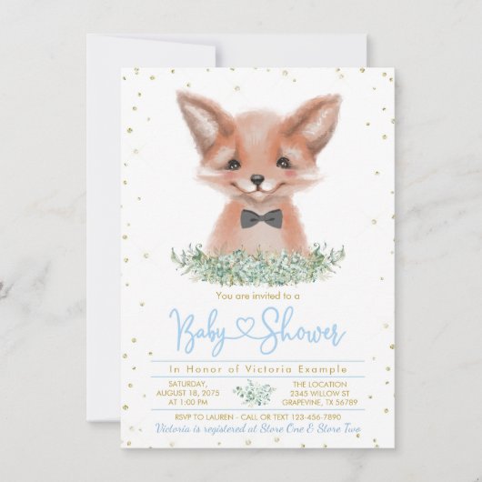 Boy Fox Little Man Baby shower Kaart (Voorkant)