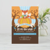 Boy Fox Little Pumpkin Baby shower Invitation Kaart (Staand voorkant)