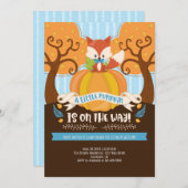 Boy Fox Little Pumpkin Baby shower Invitation Kaart (Voorkant / Achterkant)