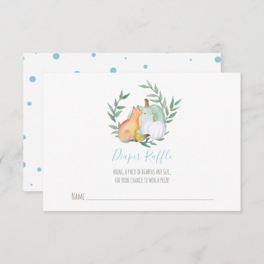 Boy Fox Pompoen Luier Raffle Insert Kaart (Voorkant / Achterkant)