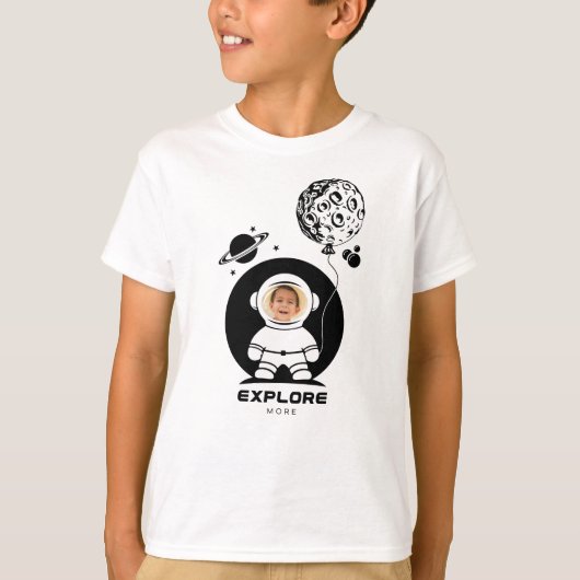 Boy Fun Ontdek meer Astronaut aangepaste foto T-shirt (Voorkant)