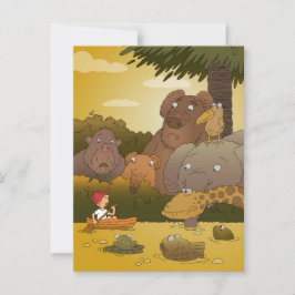 Boy Funny Schattige Oerwoud Safari Dieren Briefkaart