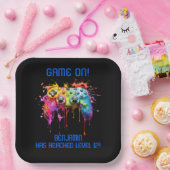 Boy Gamer Blauw Video Game Party Papieren Bordje (Feest)