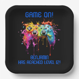 Boy Gamer Blauw Video Game Party Papieren Bordje