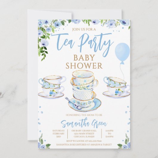 Boy Garden Tea Party Baby shower Kaart (Voorkant)