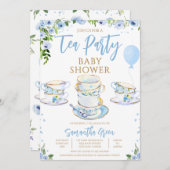 Boy Garden Tea Party Baby shower Kaart (Voorkant / Achterkant)