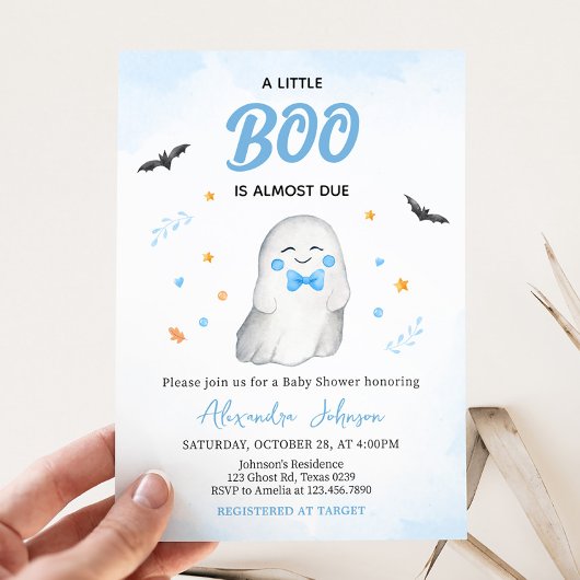 Boy Ghost Halloween Baby shower Kaart