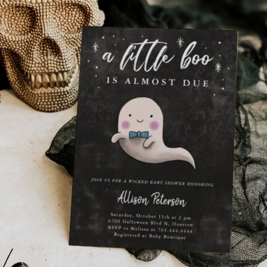 Boy Ghost Halloween Baby shower Little Boo Kaart