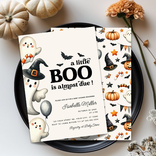Boy Ghost Halloween Baby shower Little Boo Kaart