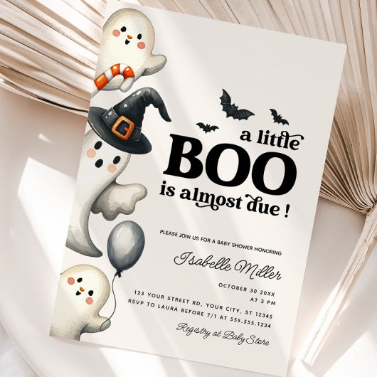 Boy Ghost Halloween Baby shower Little Boo Kaart